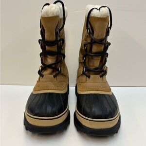 Sorel Caribou Men’s 8 Waterproof Insulated Winter Boots Buff Black NIB
